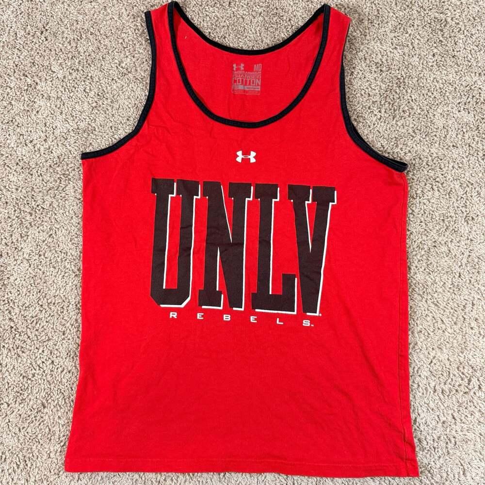 Under Armour UNLV Rebels Red Tank Top Mens Medium Charged Cotton NCAA EUC